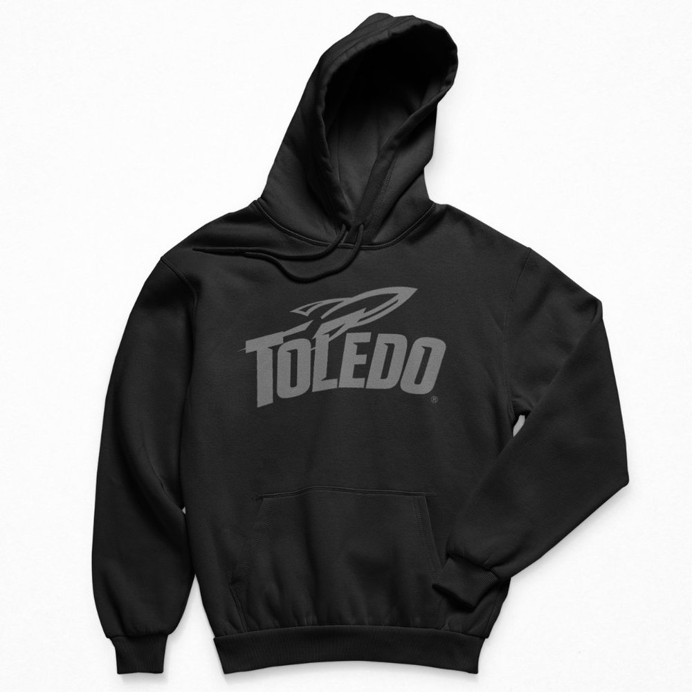 NEW Toledo Rockets Tonal Big Logo Fleece Pullover Hoodie BLACKOUT